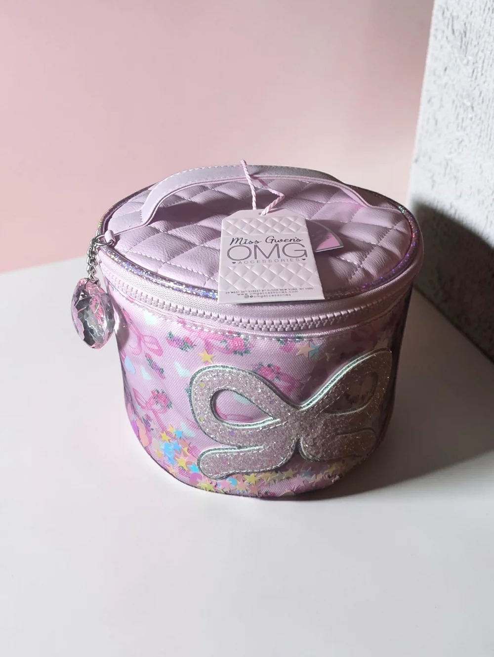 Nwt Miss Gwen Makeup Bag Trio Set - Glitter Bow Design